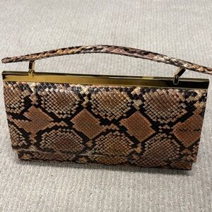 Judith Lieber Snakeskin Top-Handle Clutch